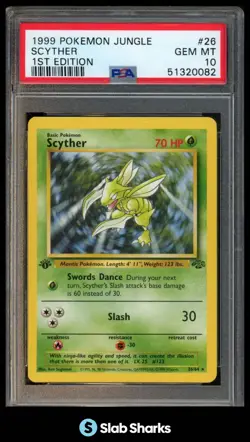 1999 POKEMON JUNGLE 1ST EDITION #26/64 SCYTHER PSA 10 - Image 1