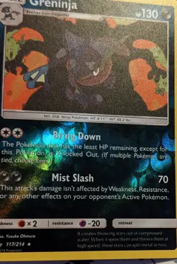 Pokemon TCG Greninja 117/214 Sun & Moon Unbroken Bonds Reverse Holo 2019 - Image 3