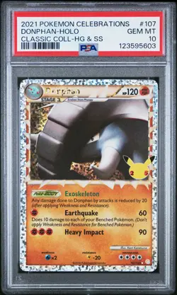2021 POKEMON CELEBRATIONS CLASSIC COLL #107 DONPHAN-HOLO PSA 10 - Image 1