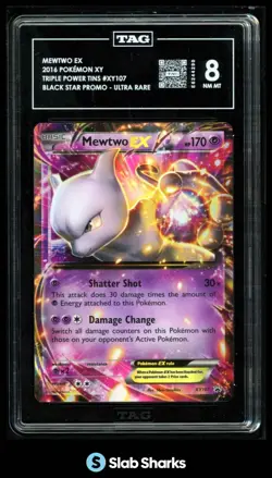 2013 POKEMON XY PROMOS #XY107 MEWTWO TRIPLE POWER TINS ULTRA TAG 8 - Image 1
