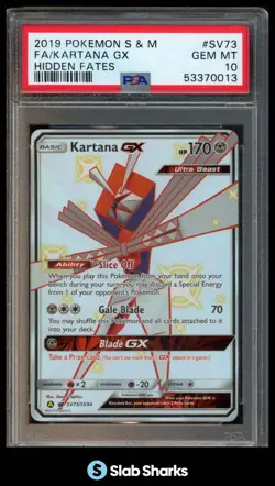 2019 POKEMON SM HIDDEN FATES #SV73/SV94 KARTANA GX FULL ART SHINY RARE PSA 10 - Image 1