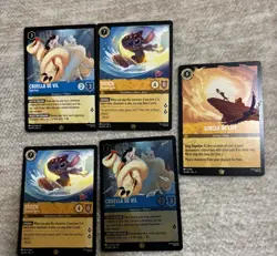 Lorcana Fabled Foil Legendary 5 Card Lot Lorcana Fabled NM Stich, Cruella, - Image 1