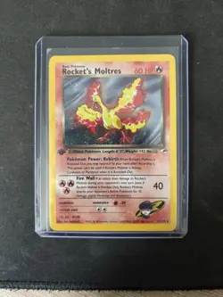 Pokemon TCG 1st Edition Rocket's Moltres Holo Card 12/132 Gym Heroes Rare - Image 1