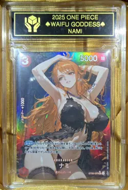 NAMI One Piece Anime Waifu Goddess CUSTOM CARD Gold/Black label - Image 2
