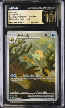 CGC Pristine 10 Omanyte 180/165 Illustration Rare 151 Pokemon Card - Image 1