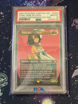 PSA 10 MTG FINAL FANTASY CHARACTER BORDERLESS-FOIL YUNA, HOPE OF SPIRA - Image 1