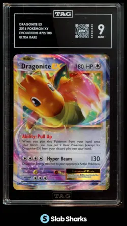 2016 POKEMON XY EVOLUTIONS #72/108 DRAGONITE EX HOLO ULTRA RARE TAG 9 - Image 1
