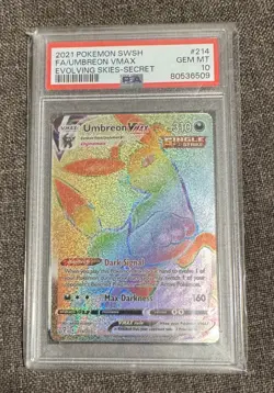 2021 POKEMON SWORD & SHIELD EVOLVING SKIES SECRET FULL ART UMBREON VMAX PSA 10 - Image 1