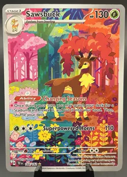 Sawsbuck 166/162 Temporal Forces Illustration Rare Full Art Holo Pokemon TCG NM - Image 1