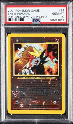 2001 POKEMON GAME MOVIE POKEMON 3 MOVIE PROMO #34 ENTEI-REVERSE FOIL PSA 10 - Image 1