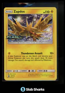 2019 POKEMON SM BLACK STAR PROMO STAFF #SM159 ZAPDOS HOLO TEAM UP PRE-RELEASE - Image 1