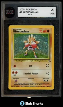 2000 POKEMON SET 2 #8/130 HITMONCHAN HOLO RARE KSA 4 - Image 1