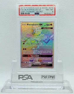 POKEMON LOST THUNDER BLACEPHALON GX #219 SECRET/HYPER RARE HOLO PSA 8 NM-MT #* - Image 2