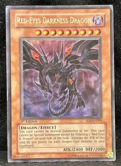| Yugioh Red-Eyes Darkness Dragon SD1-EN001 1st Edition Ultra Rare - Image 1