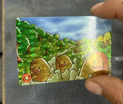 1996 Japan Pokemon Vend Machine Swirl Holo Sticker Card Meowth Victory RARE - Image 3