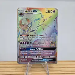 Pokemon Lunala GX Full Art Holo Card 153/149 Sun & Moon Rainbow Secret Rare LP - Image 1