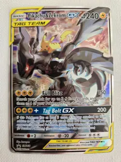 Pokemon TCG Pikachu & Zekrom GX Black Star Promo Card SM168 - Image 1