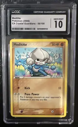 Pokemon Meditite 2006 EX Crystal Guardians Card 56/100 CGC 10 - Image 1