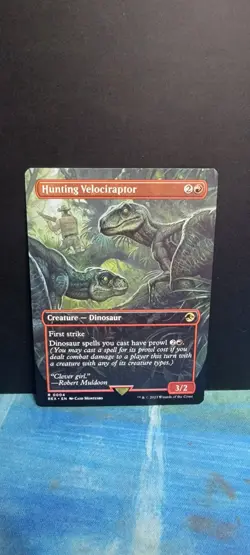 Magic The Gathering Jurassic world collection Hunting Velociraptor Borderless - Image 1