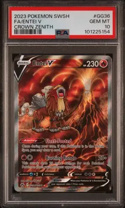 Pokemon 2023 Entei V GG36/GG70 Full Art Crown Zenith GEM MINT PSA 10 - Image 1