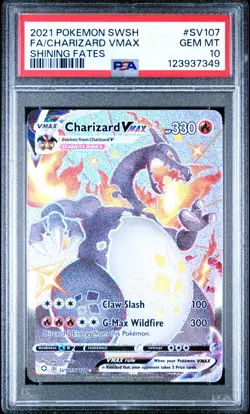 2021 POKEMON SWORD & SHIELD SHINING FATES #SV107 FULL ART/CHARIZARD VMAX PSA 10 - Image 1