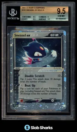 2003 POKEMON EX RUBY & SAPPHIRE #103/109 SNEASEL EX HOLO RARE BGS 9.5 - Image 1