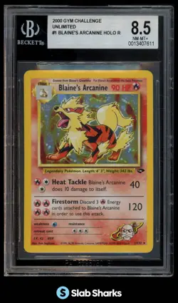 2000 POKEMON GYM CHALLENGE #1/132 BLAINE'S ARCANINE HOLO RARE BGS 8.5 - Image 1