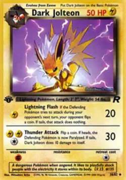 Moderately Played Dark Jolteon - 38/82 - Uncommon - 1st Edition Pokemon Team Roc - Image 1