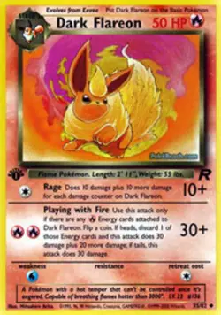 Moderately Played Dark Flareon - 35/82 - Uncommon - 1st Edition Pokemon Team Roc - Image 1