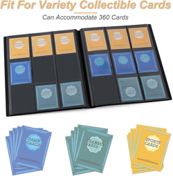 360 Card Pocket Binder with Elastic 9 Pocket Trading Cards Album Folder Black - Image 5