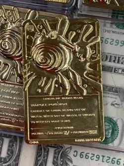 1999 Pokemon 23k Gold Plated Card Pikachu Mewtwo Poliwhirl x3 - Image 3