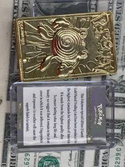 1999 Pokemon 23k Gold Plated Card Pikachu Mewtwo Poliwhirl x3 - Image 5