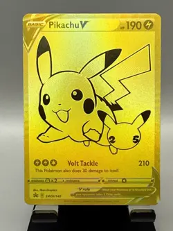 Pokemon Gold Pikachu V SWSH145 SWSH: Sword & Shield Promo Cards Holo 🔥📈 - Image 1