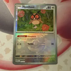 Pokemon TCG Hoothoot Reverse Holo Master Ball Prismatic Evolutions Card 077/131 - Image 1