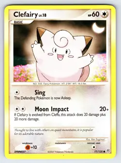 Clefairy 77/130 2007 Diamond & Pearl Base Set Pokemon Card TCG Common - VLP - Image 1