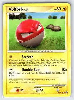 Voltorb 80/100 2008 Stormfront Set Pokemon Card Non Holo Common - Vlp - Image 1