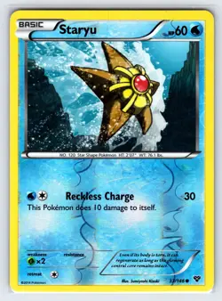Staryu 33/146 2014 XY Base Set Pokemon Card Nintendo Reverse Holo Common - Lp - Image 1