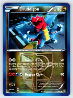 Druddigon 94/135 2012 B&W Plasma Storm Set Pokemon Card Reverse Holo Rare - Nm - Image 1