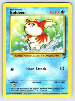 Goldeen 76/130 Base Set 2 Pokemon Card TCG Vintage WOTC Nintendo Common - Nm/Vlp - Image 1