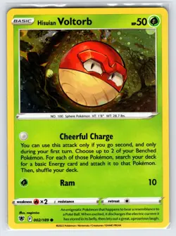 Hisuian Voltorb 2/189 2022 Astral Radiance Pokemon Card Cosmos Holo Rare - Nm - Image 1