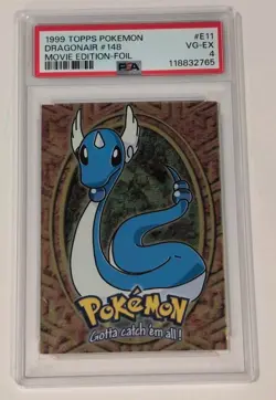 1999 Topps Pokemon First Movie Edition Blue Logo Dragonair #E11 PSA 4 - Image 1