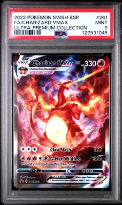2022 POKEMON SWSH BLACK STAR PROMO #261 FULL ART/CHARIZARD VMAX PSA 9 - Image 1