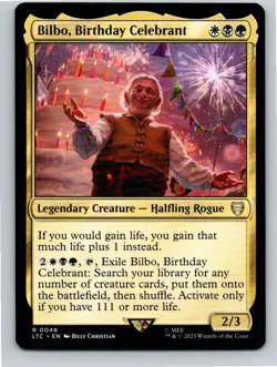 Magic the Gathering Bilbo, Birthday Celebrant Lord of the Rings Commander MTG - Image 1