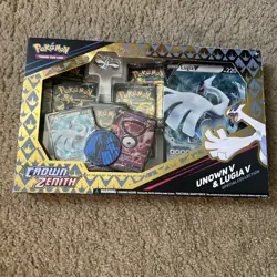 Lugia V Pokemon TCG Sealed Crown Zenith Special Collection Box Unown V + 5 Packs - Image 1