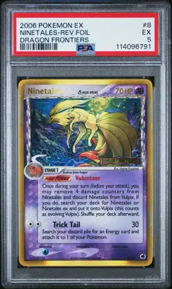 Pokemon Ninetales 8/101 - Reverse Holo Stamped EX Dragon Frontiers 2006 - PSA 5 - Image 1