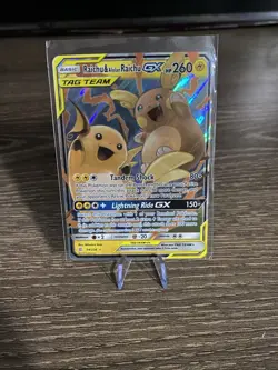 Pokemon TCG Holo Ultra Rare Raichu and Alolan Raichu GX Tag Team - Image 1