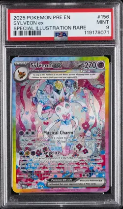 2025 POKEMON PRE EN-PRISMATIC EVOLUTIONS #156 SYLVEON EX PSA 9 - Image 1