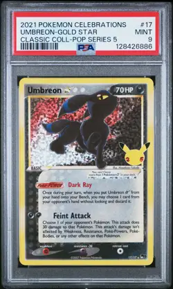 2021 POKEMON CELEBRATIONS CLASSIC COLL #17 UMBREON-GOLD STAR PSA 9 - Image 1
