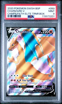 2020 POKEMON SWSH BLACK STAR PROMO #050 CHARIZARD V PSA 9 - Image 1