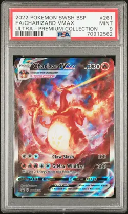 2022 POKEMON SWSH BLACK STAR PROMO #261 FULL ART/CHARIZARD VMAX PSA 9 - Image 1